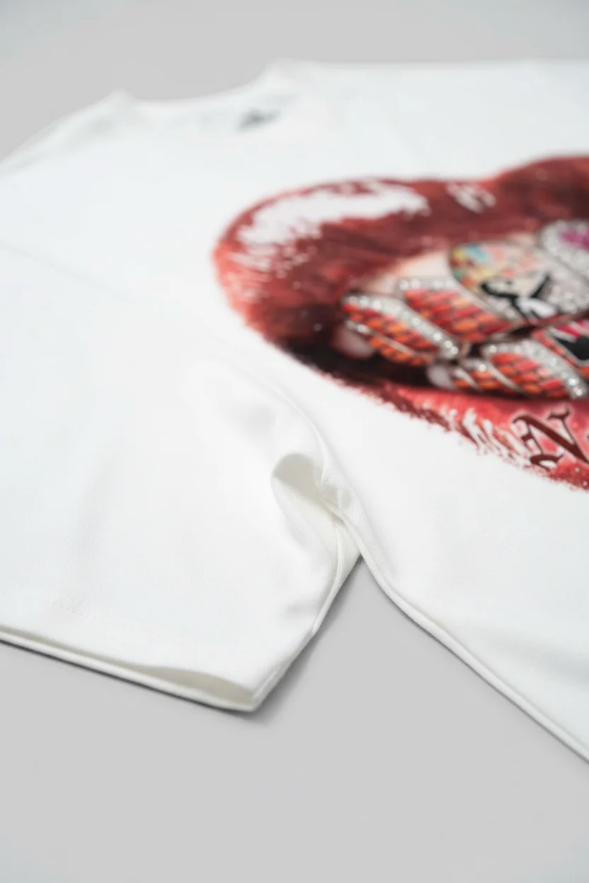 NOISSEY "Urban Heart" Brick Wall & Love Heart Grill Art Print T-Shirt - Racing White - Image 5