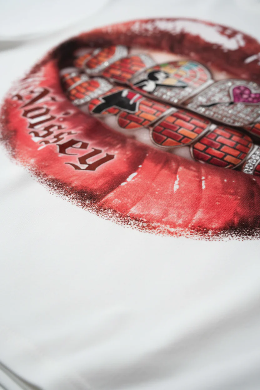 NOISSEY "Urban Heart" Brick Wall & Love Heart Grill Art Print T-Shirt - Racing White - Image 7