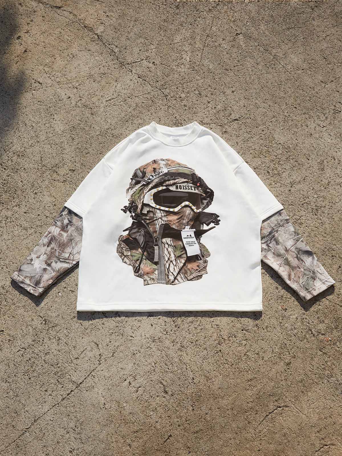 NOISSEY "Urban Stealth" Real Tree Balaclava Print Heavyweight Long Sleeve Shirt - Image 3