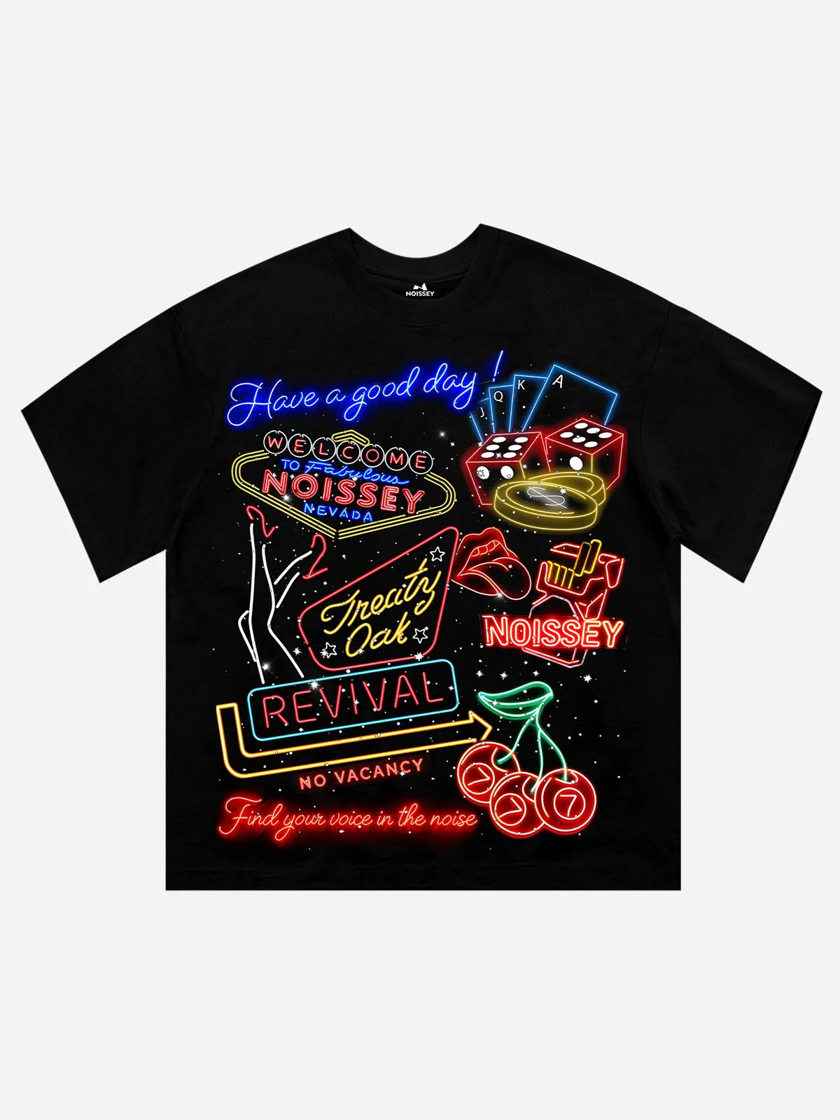 NOISSEY "VEGAS NEON" RHINESTONE TEE - VINTAGE SIGN ART PRINT