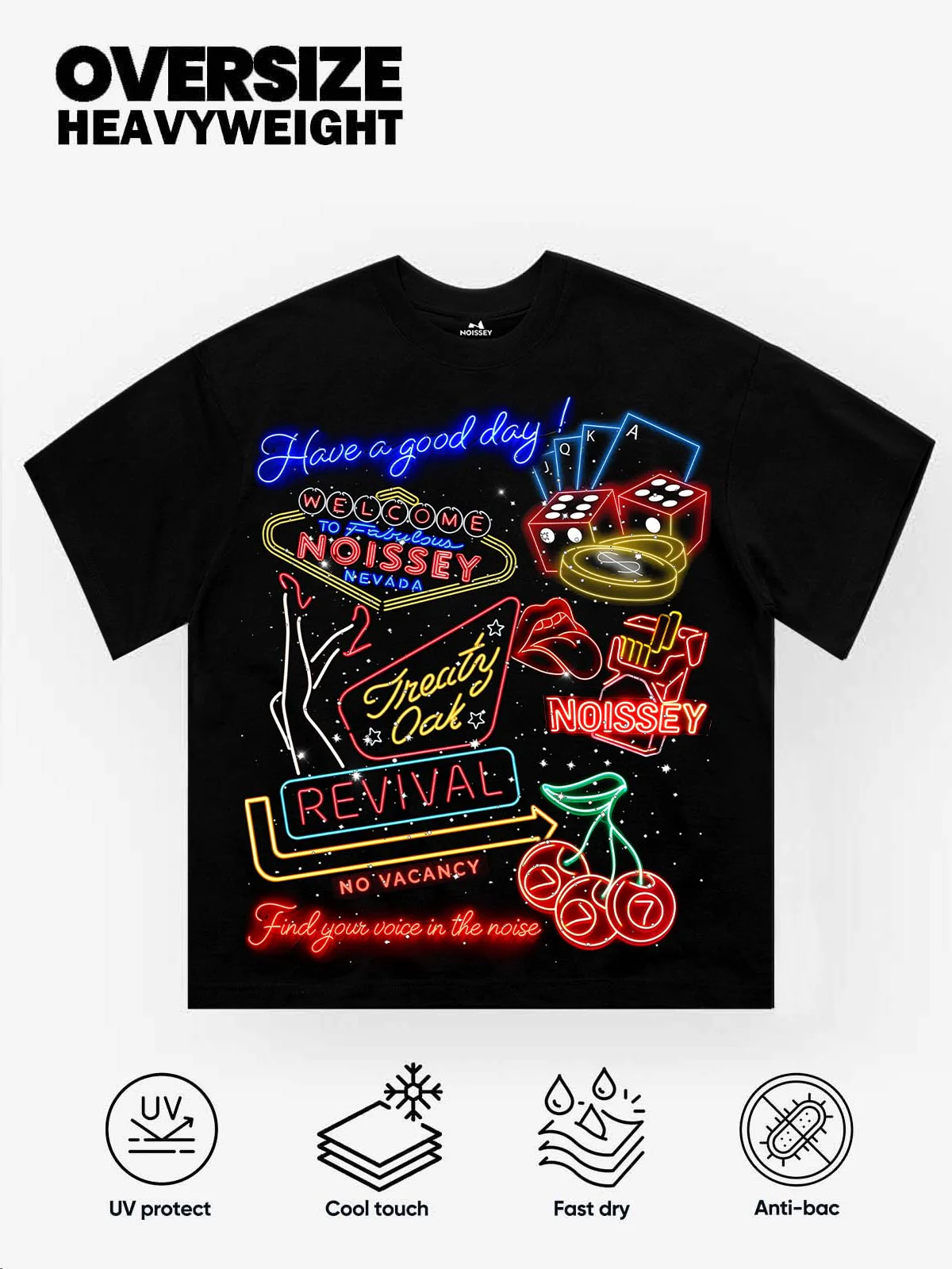 NOISSEY "VEGAS NEON" RHINESTONE TEE - VINTAGE SIGN ART PRINT - Image 2