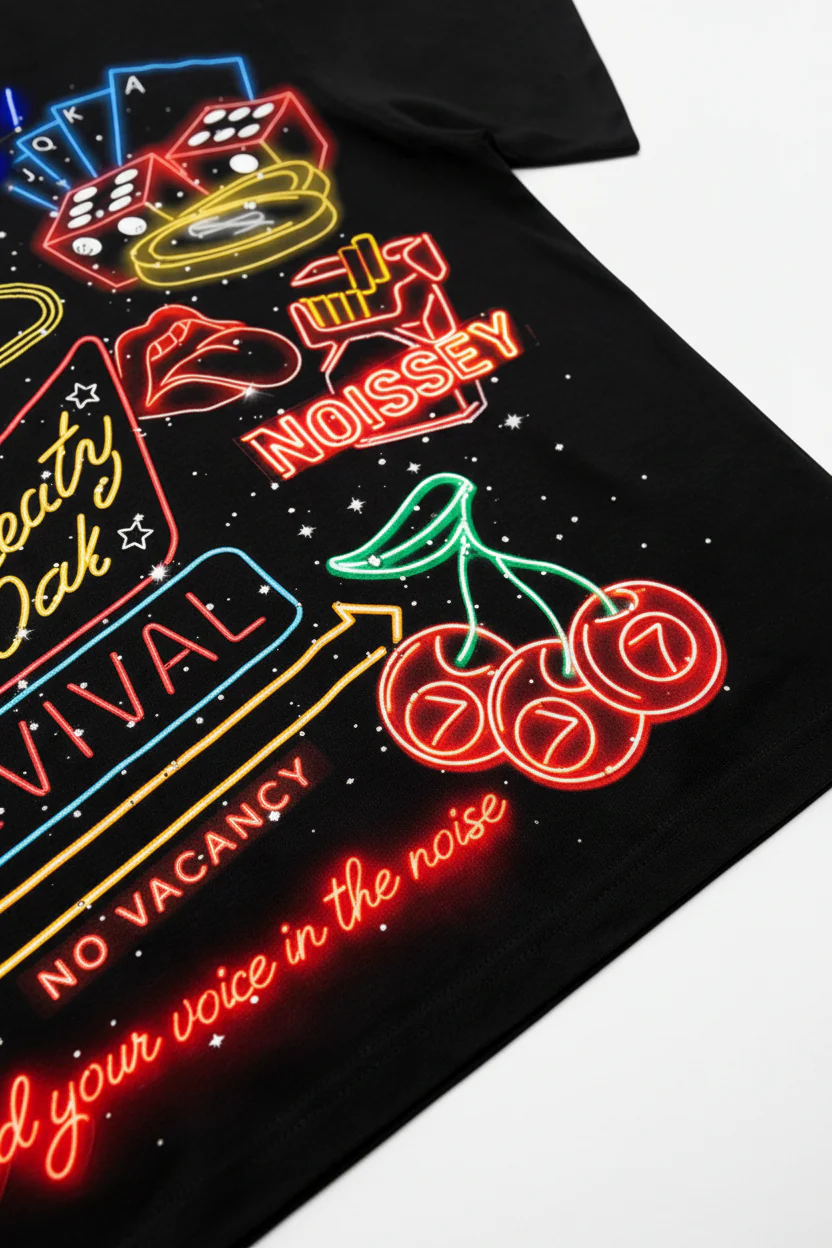 NOISSEY "VEGAS NEON" RHINESTONE TEE - VINTAGE SIGN ART PRINT - Image 8