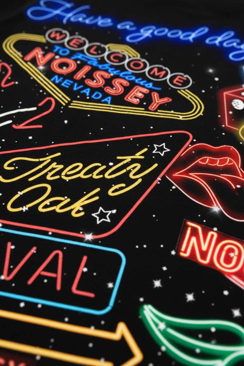 NOISSEY "VEGAS NEON" RHINESTONE TEE - VINTAGE SIGN ART PRINT - Image 9