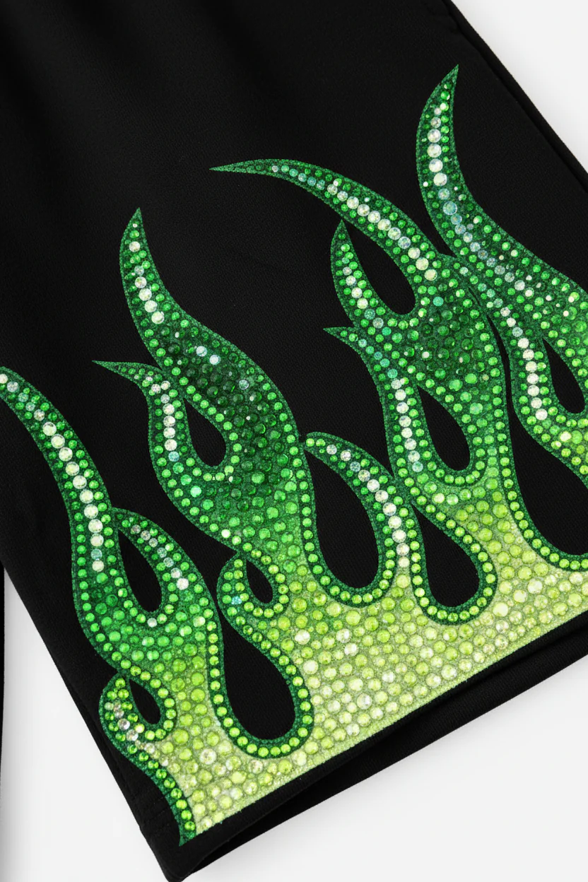 NOISSEY "VENOM-FLAME" OPTICAL-DIAMOND GRADIENT WIDE-LEG SHORTS - Image 5