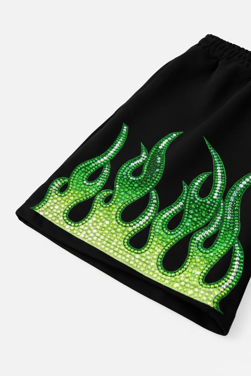NOISSEY "VENOM-FLAME" OPTICAL-DIAMOND GRADIENT WIDE-LEG SHORTS - Image 7