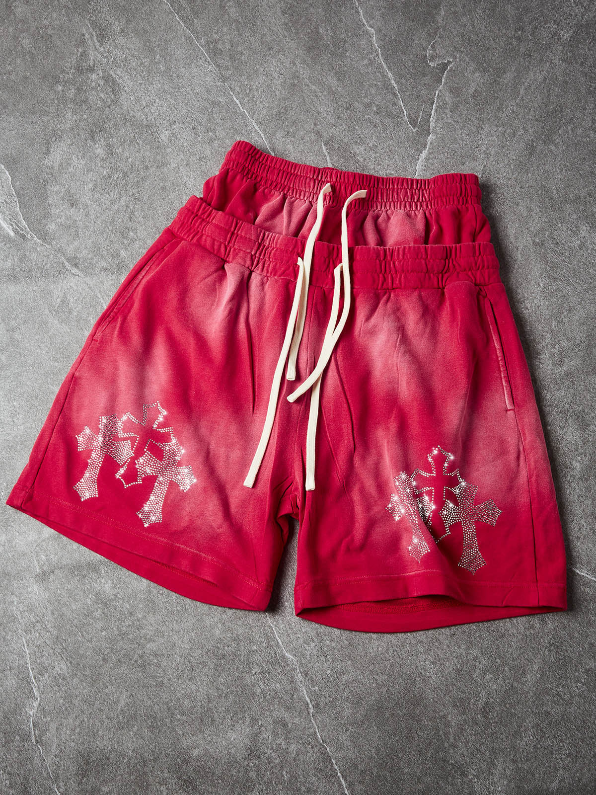 NOISSEY Sacred Cross Cluster Vintage Rhinestone Shorts - 4 Colors - Image 12