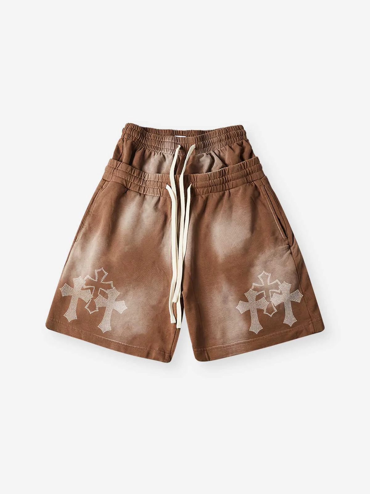 NOISSEY Sacred Cross Cluster Vintage Rhinestone Shorts - 4 Colors - Image 14