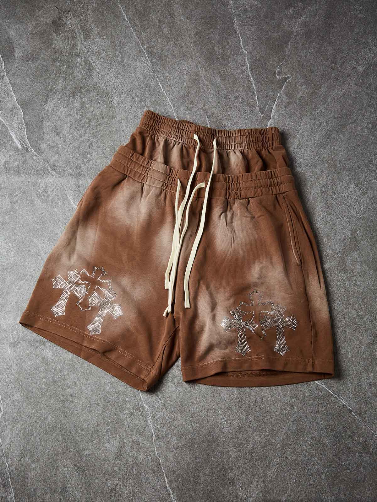 NOISSEY Sacred Cross Cluster Vintage Rhinestone Shorts - 4 Colors - Image 16