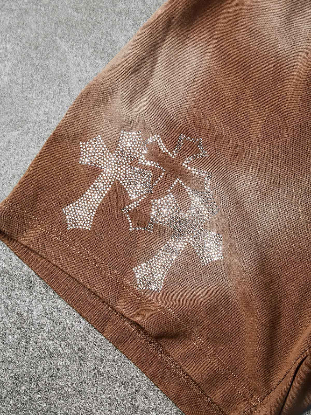 NOISSEY Sacred Cross Cluster Vintage Rhinestone Shorts - 4 Colors - Image 18