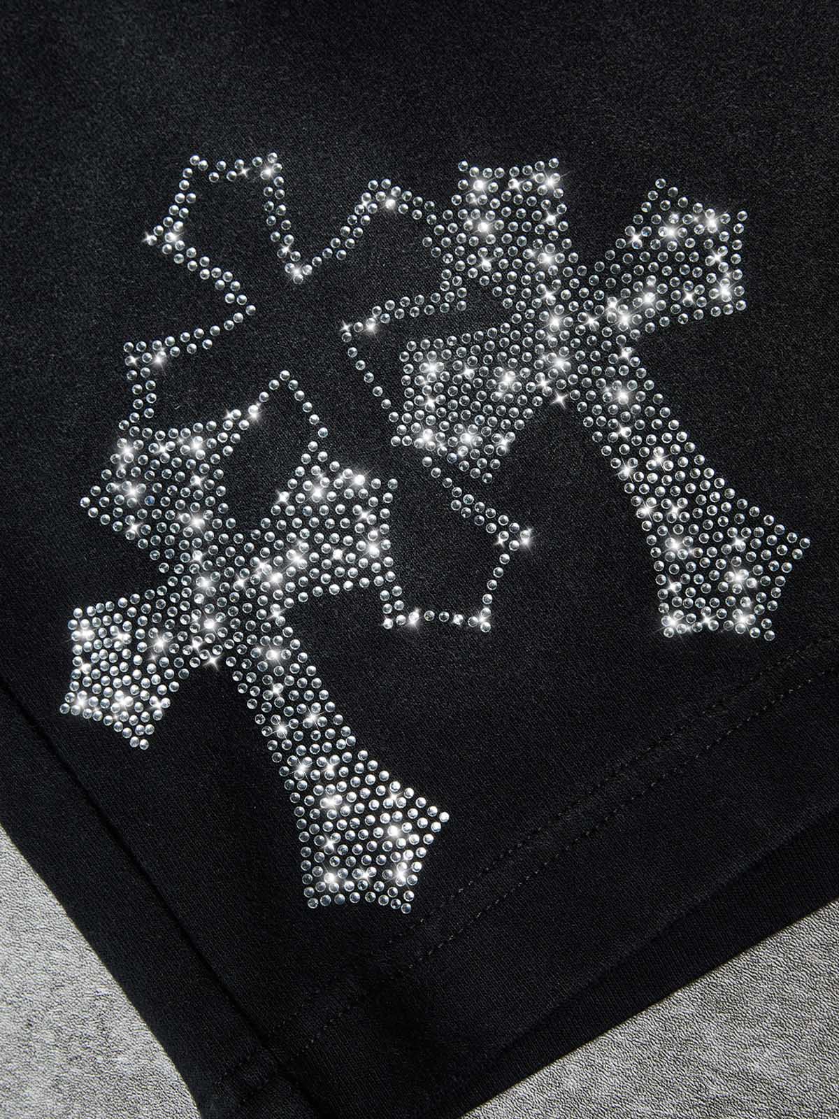 NOISSEY Sacred Cross Cluster Vintage Rhinestone Shorts - 4 Colors - Image 3