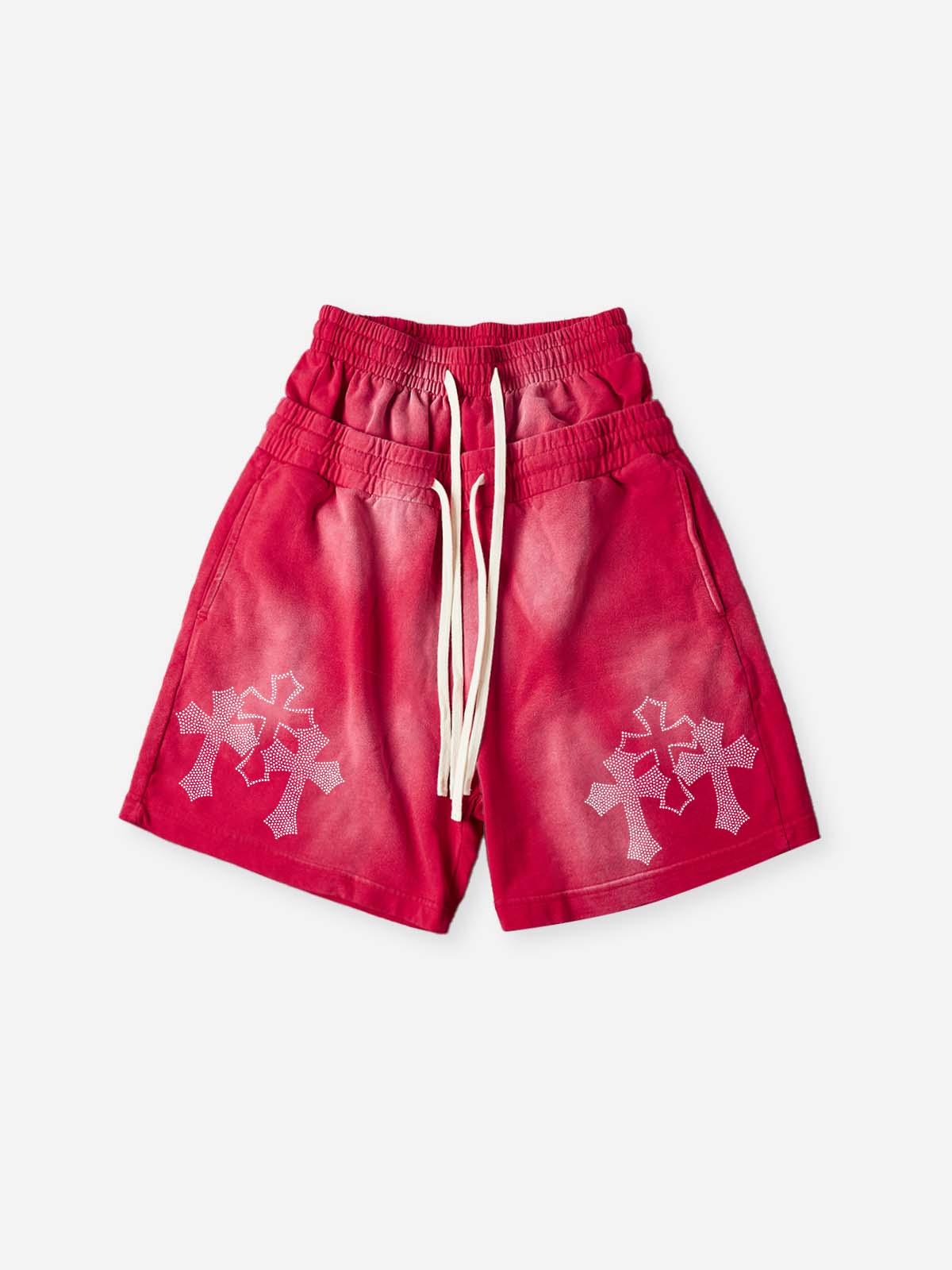 NOISSEY Sacred Cross Cluster Vintage Rhinestone Shorts - 4 Colors - Image 9