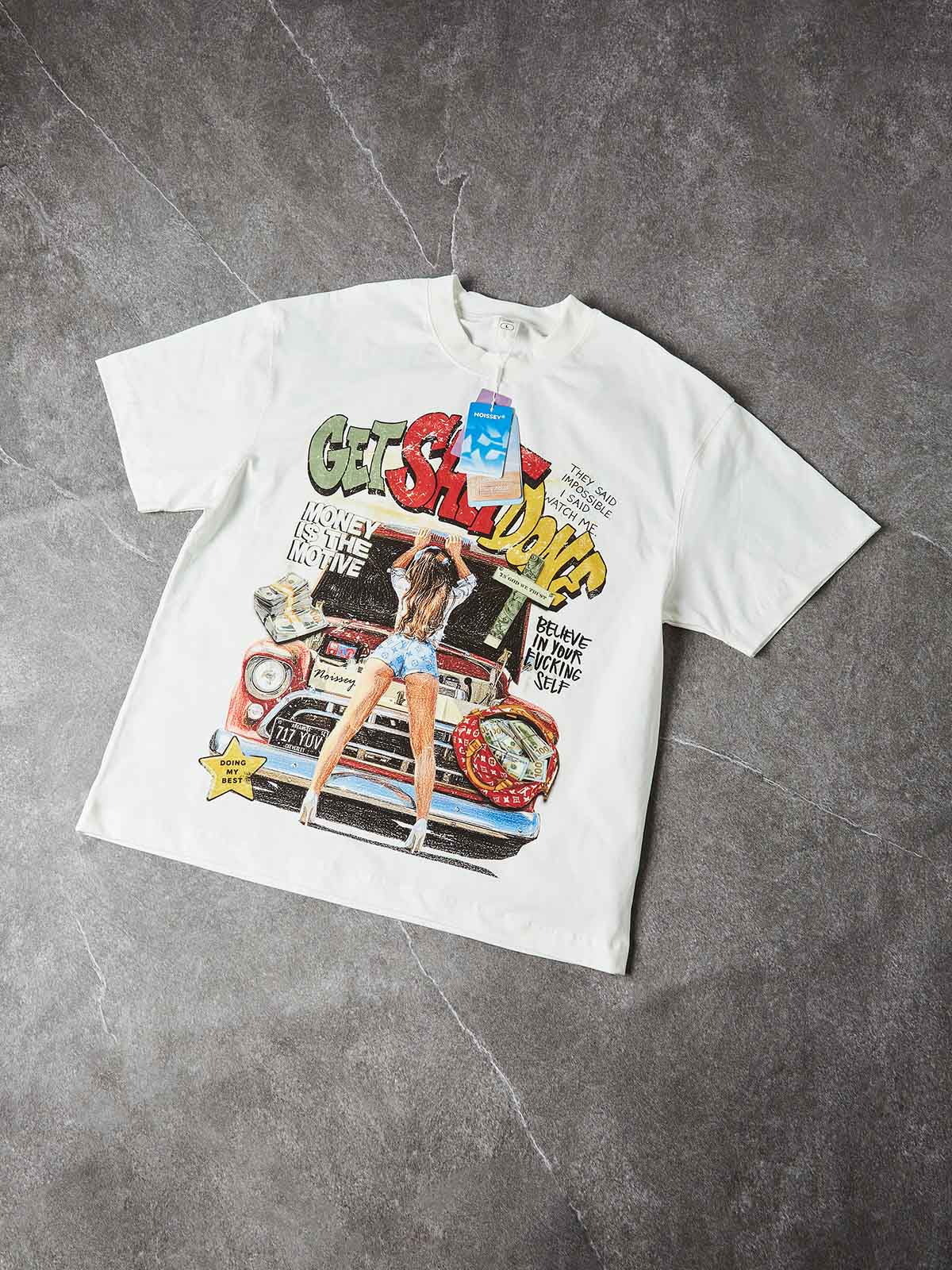 NOISSEY VINTAGE CARTOON STYLE "GET SHIT DONE" GRAPHIC T-SHIRT - Image 9