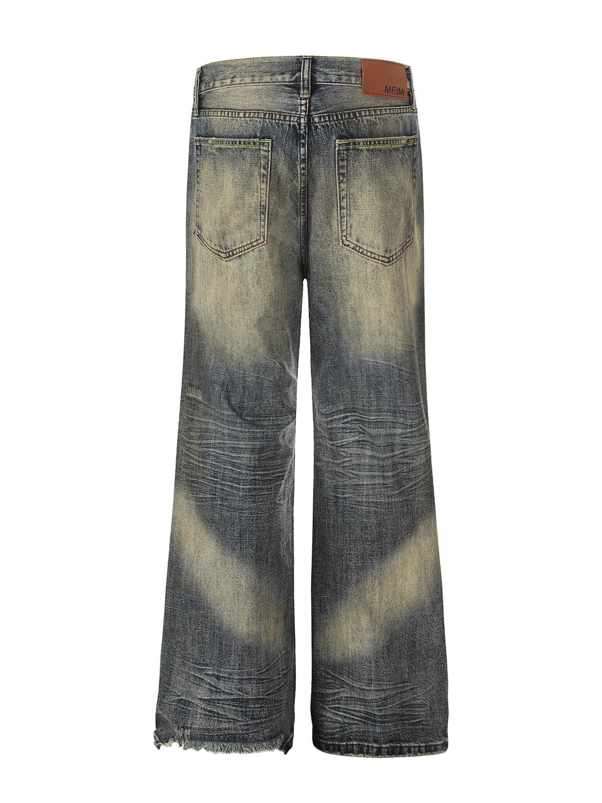 NOISSEY VINTAGE MUD WASH DISTRESSED WIDE-LEG BAGGY JEANS - Image 3