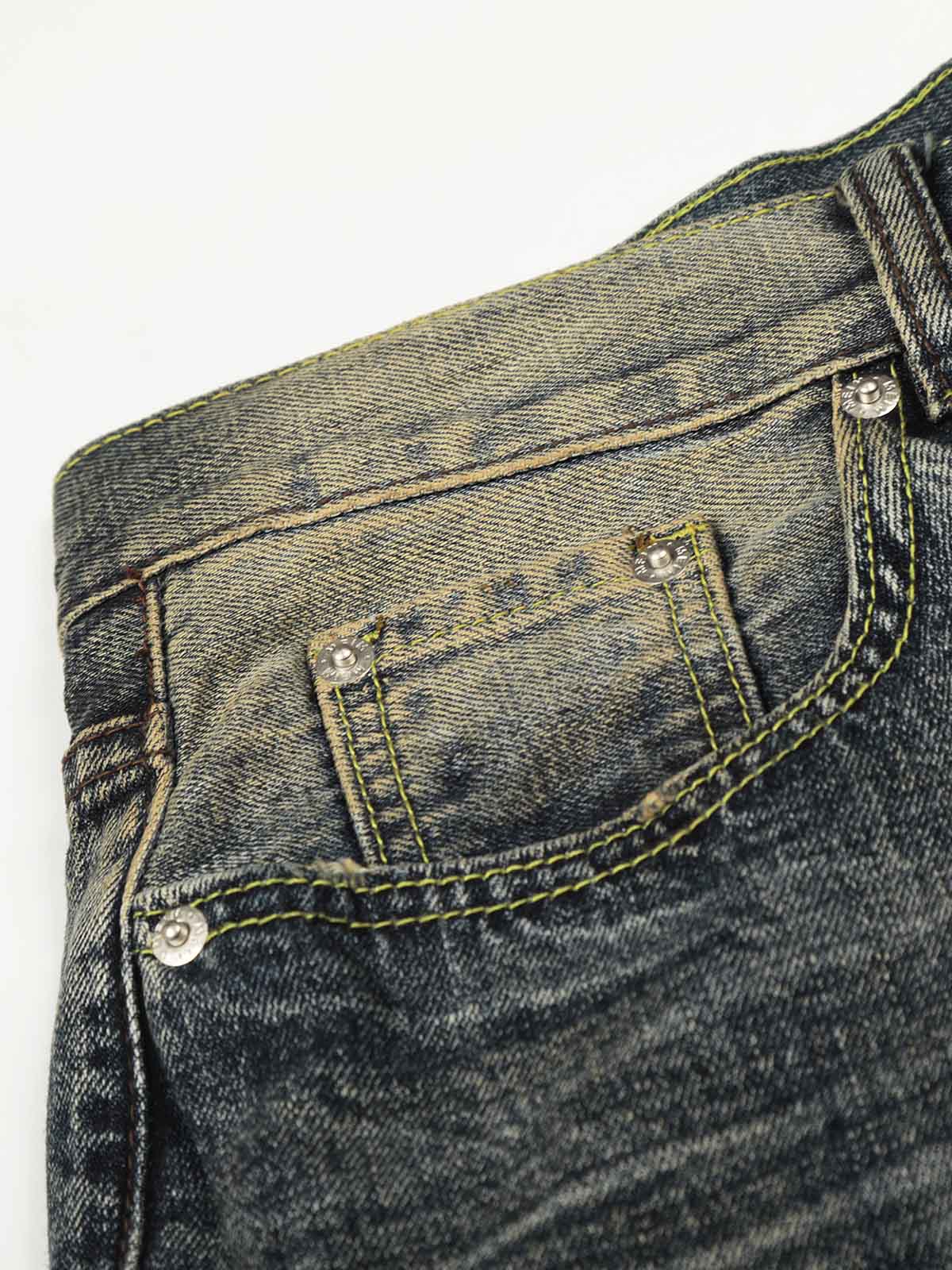 NOISSEY VINTAGE MUD WASH DISTRESSED WIDE-LEG BAGGY JEANS - Image 5