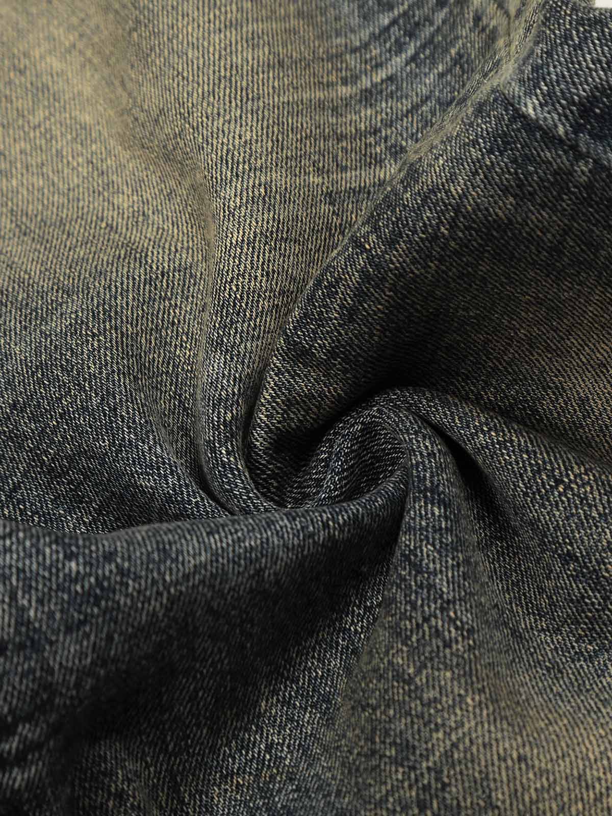 NOISSEY VINTAGE MUD WASH DISTRESSED WIDE-LEG BAGGY JEANS - Image 6