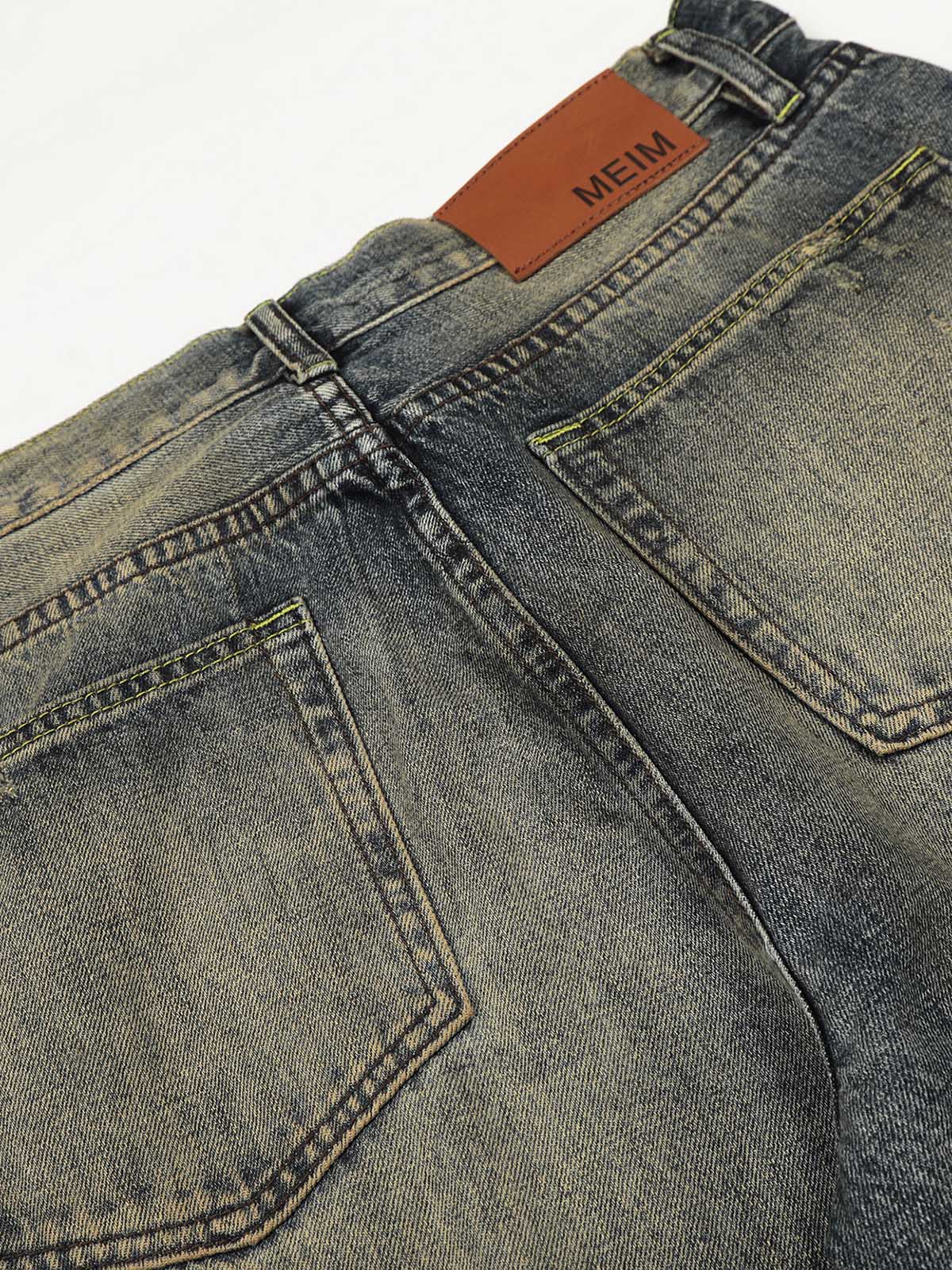 NOISSEY VINTAGE MUD WASH DISTRESSED WIDE-LEG BAGGY JEANS - Image 7