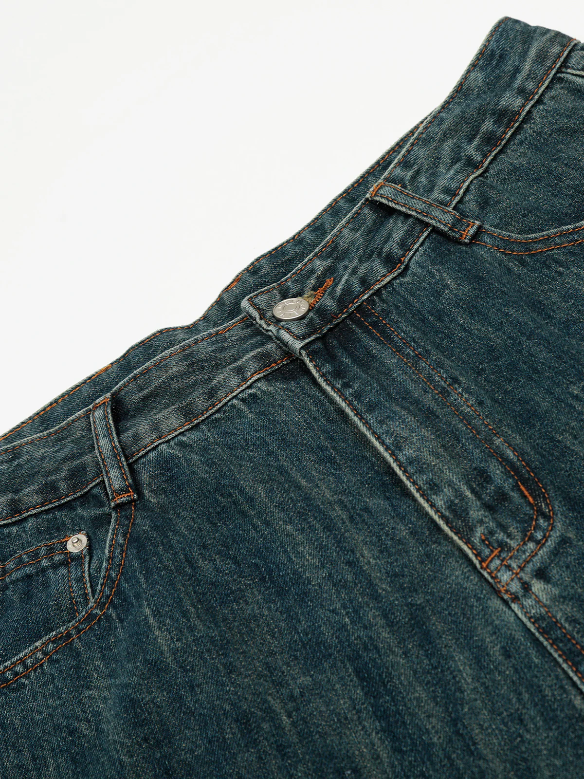 NOISSEY Vintage Washed Deep Blue Heavyweight Utility Straight-Leg Denim Pants - Image 2