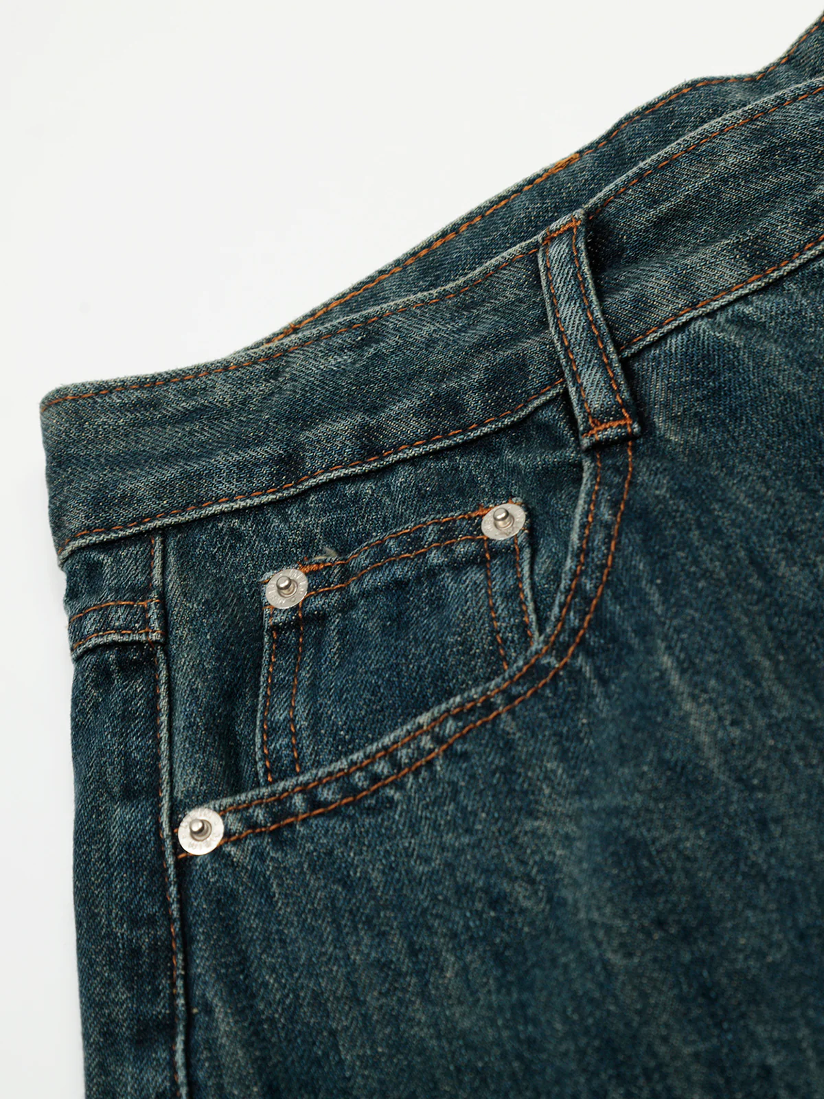 NOISSEY Vintage Washed Deep Blue Heavyweight Utility Straight-Leg Denim Pants - Image 3