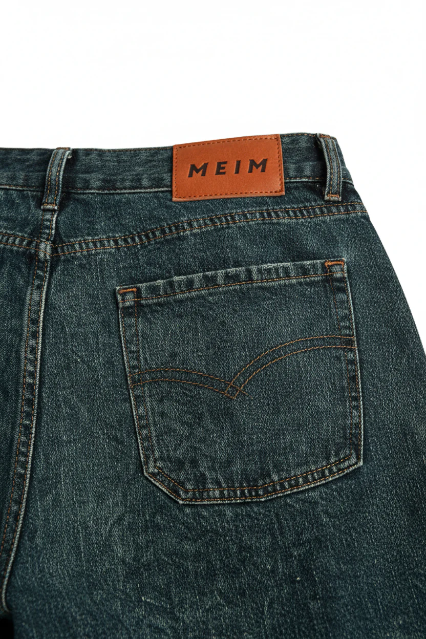 NOISSEY Vintage Washed Deep Blue Heavyweight Utility Straight-Leg Denim Pants - Image 9