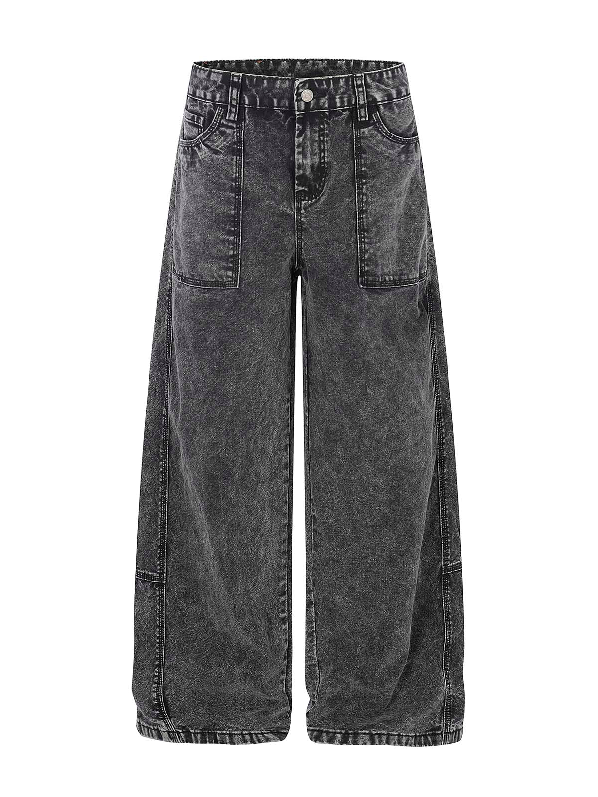 NOISSEY VINTAGE WASHED DOUBLE-POCKET WIDE-LEG BAGGY JEANS