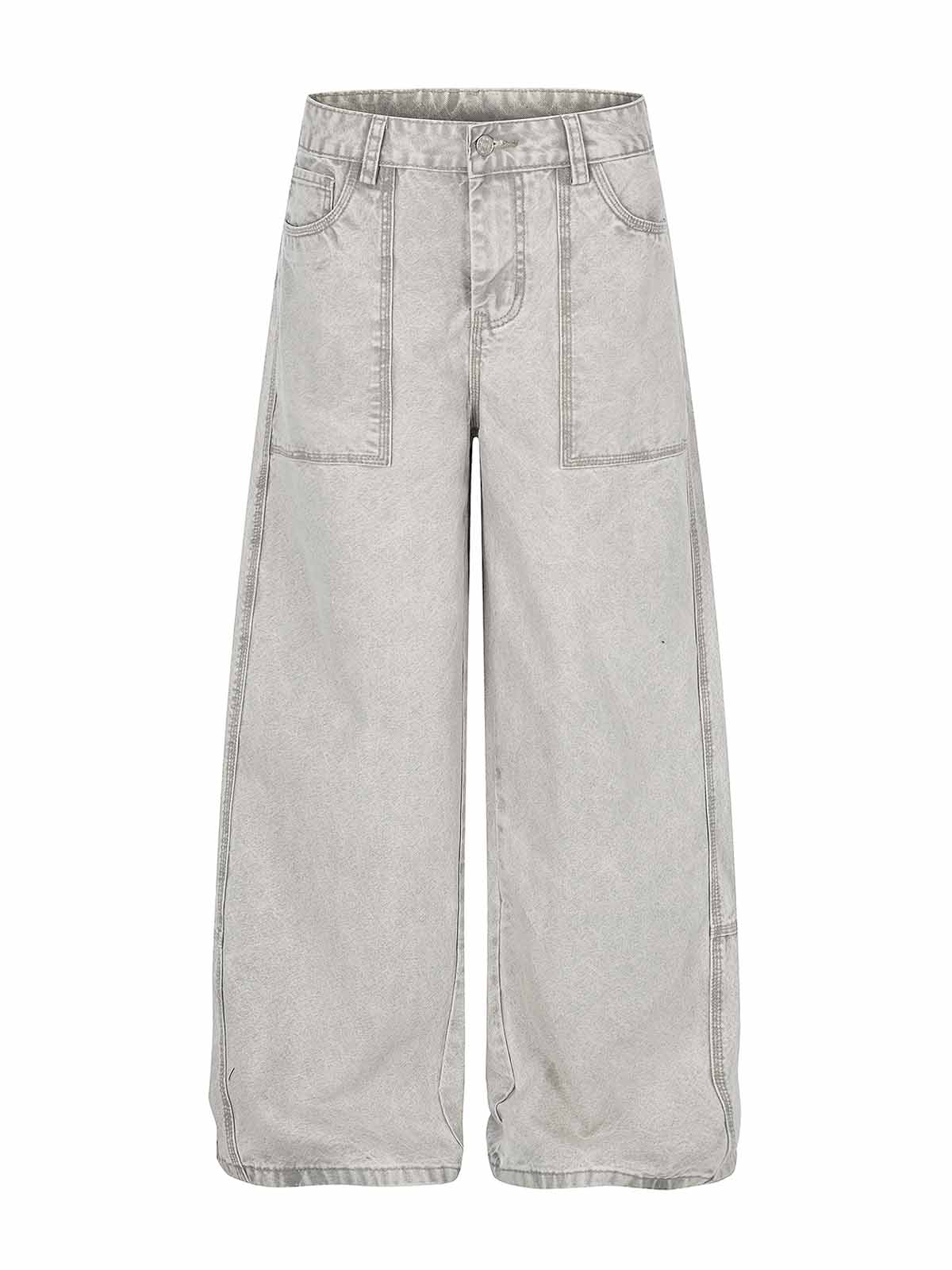 NOISSEY VINTAGE WASHED DOUBLE-POCKET WIDE-LEG BAGGY JEANS - Image 2