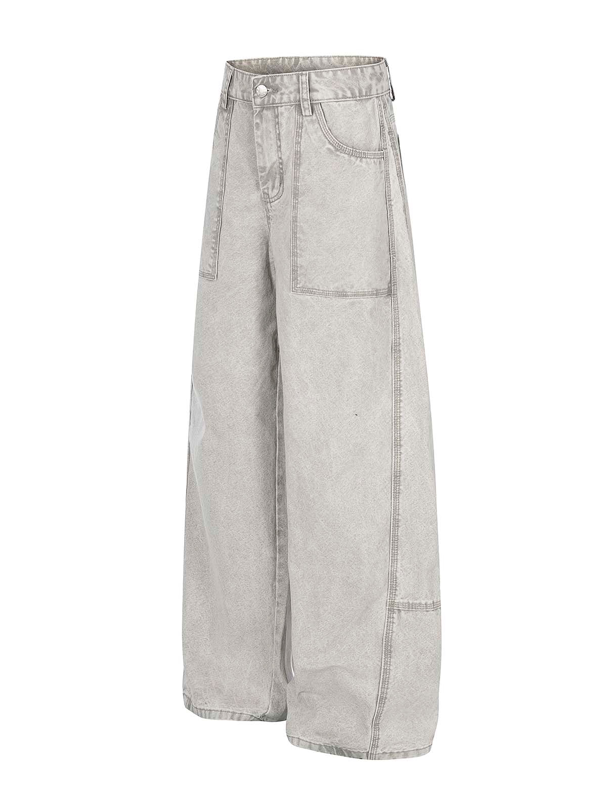 NOISSEY VINTAGE WASHED DOUBLE-POCKET WIDE-LEG BAGGY JEANS - Image 5