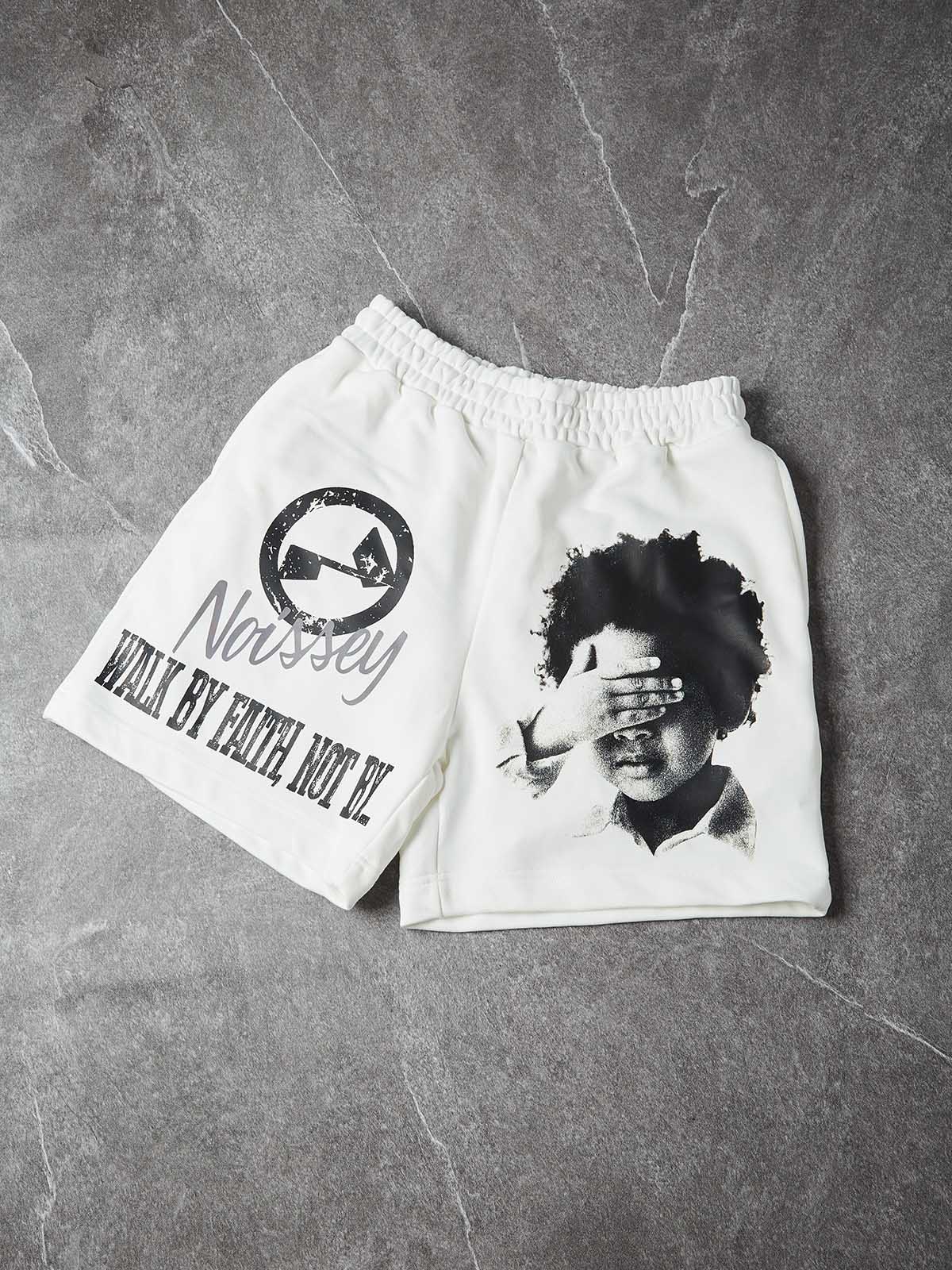 NOISSEY "WALK BY FAITH" MONOCHROME CHILD ART SHORTS - Image 2
