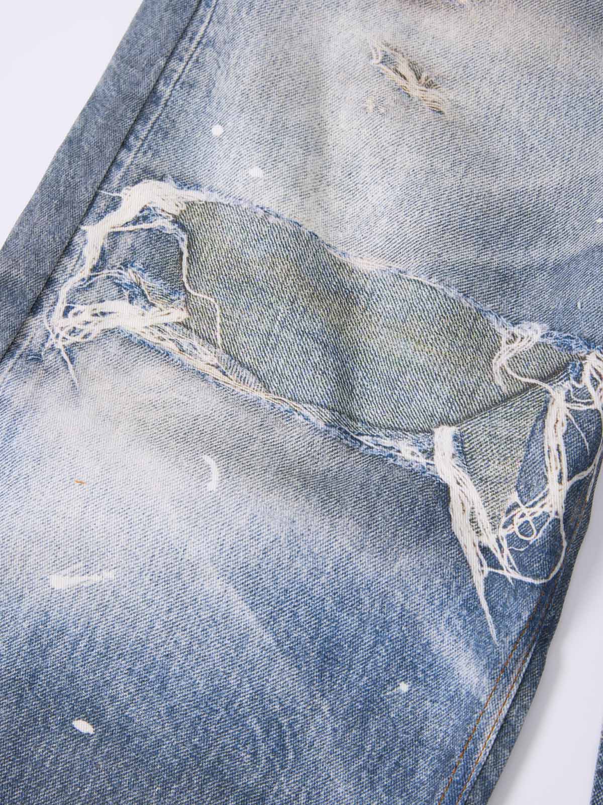 NOISSEY WEST COAST DOUBLE WAIST - DISTRESSED DENIM TEXTURE PANTS - Image 6