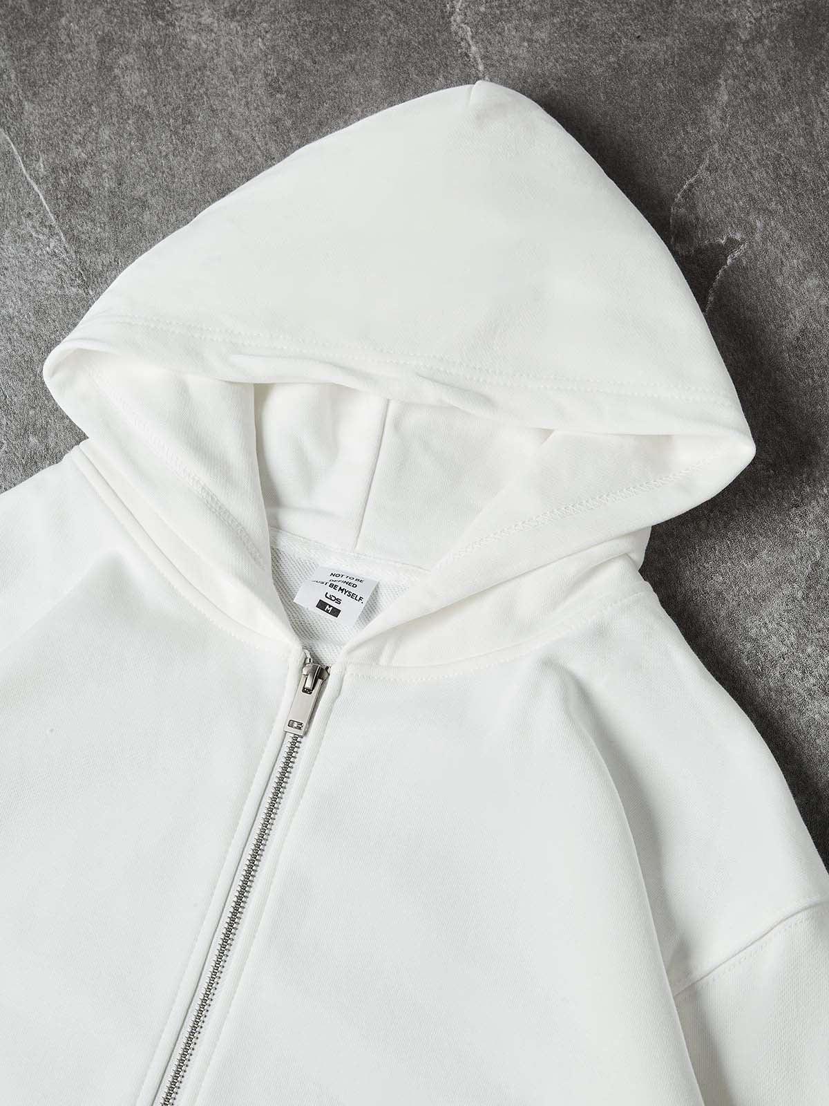 NOISSEY "Win The Day" Racing Culture Figure Graphic Zip-Up Hoodie - Racing White - Image 2