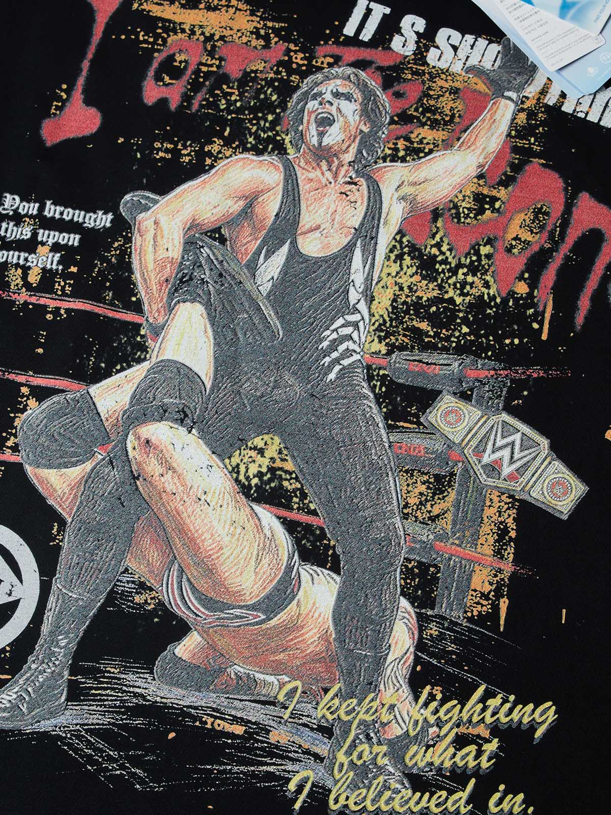 NOISSEY Wrestling Legend Vintage Portrait Muscle Tank Top - Onyx Black - Image 2