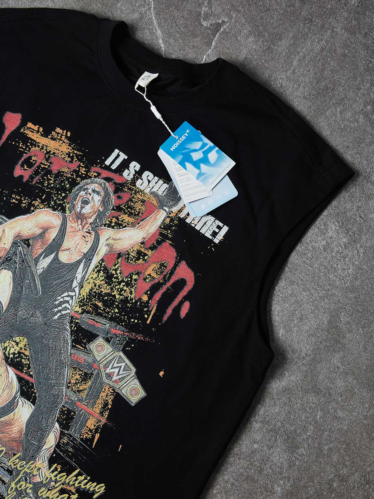 NOISSEY Wrestling Legend Vintage Portrait Muscle Tank Top - Onyx Black - Image 4