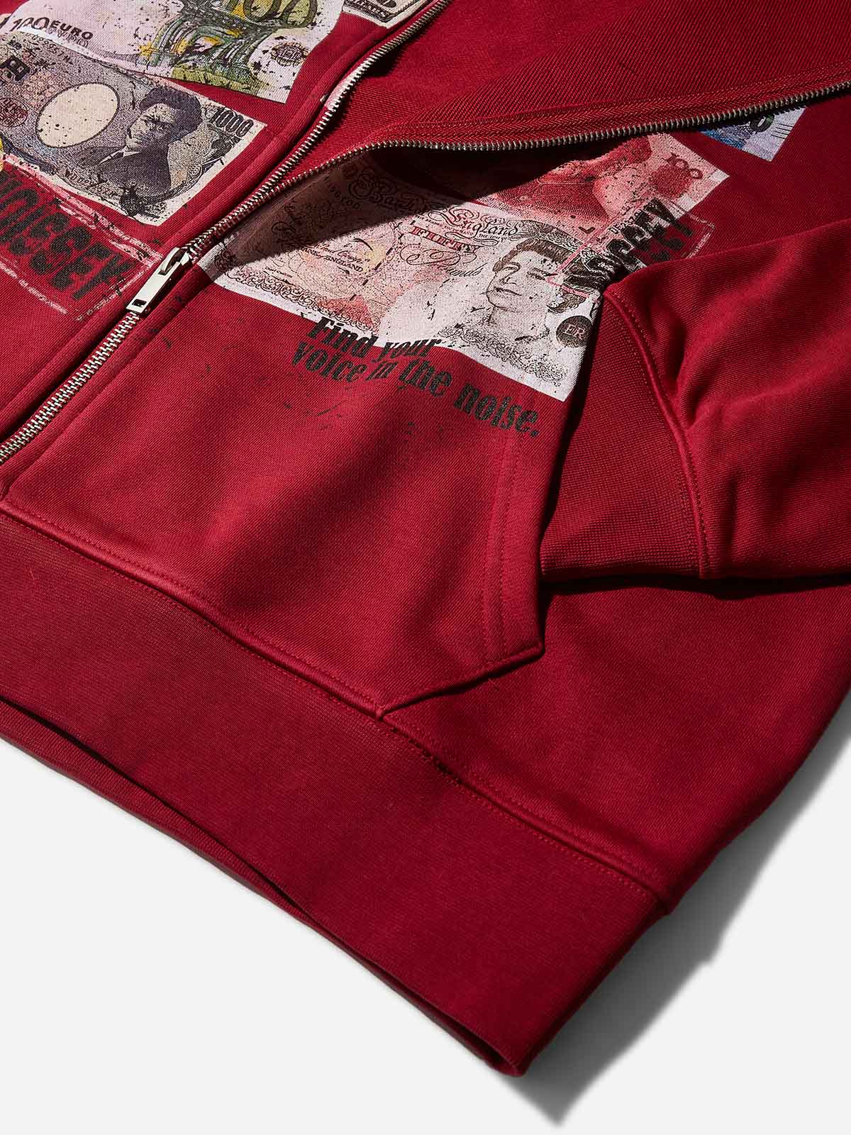 Own Noissey Own Money Glittering Red Print Hoodie - Image 3