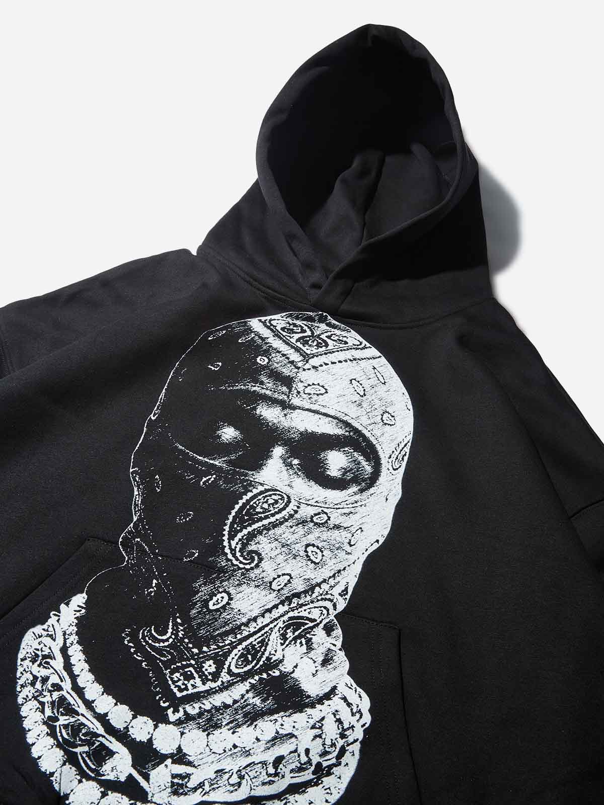 Paisley Balaclava Diamond Necklace Tech Fabric Hoodie - Image 5