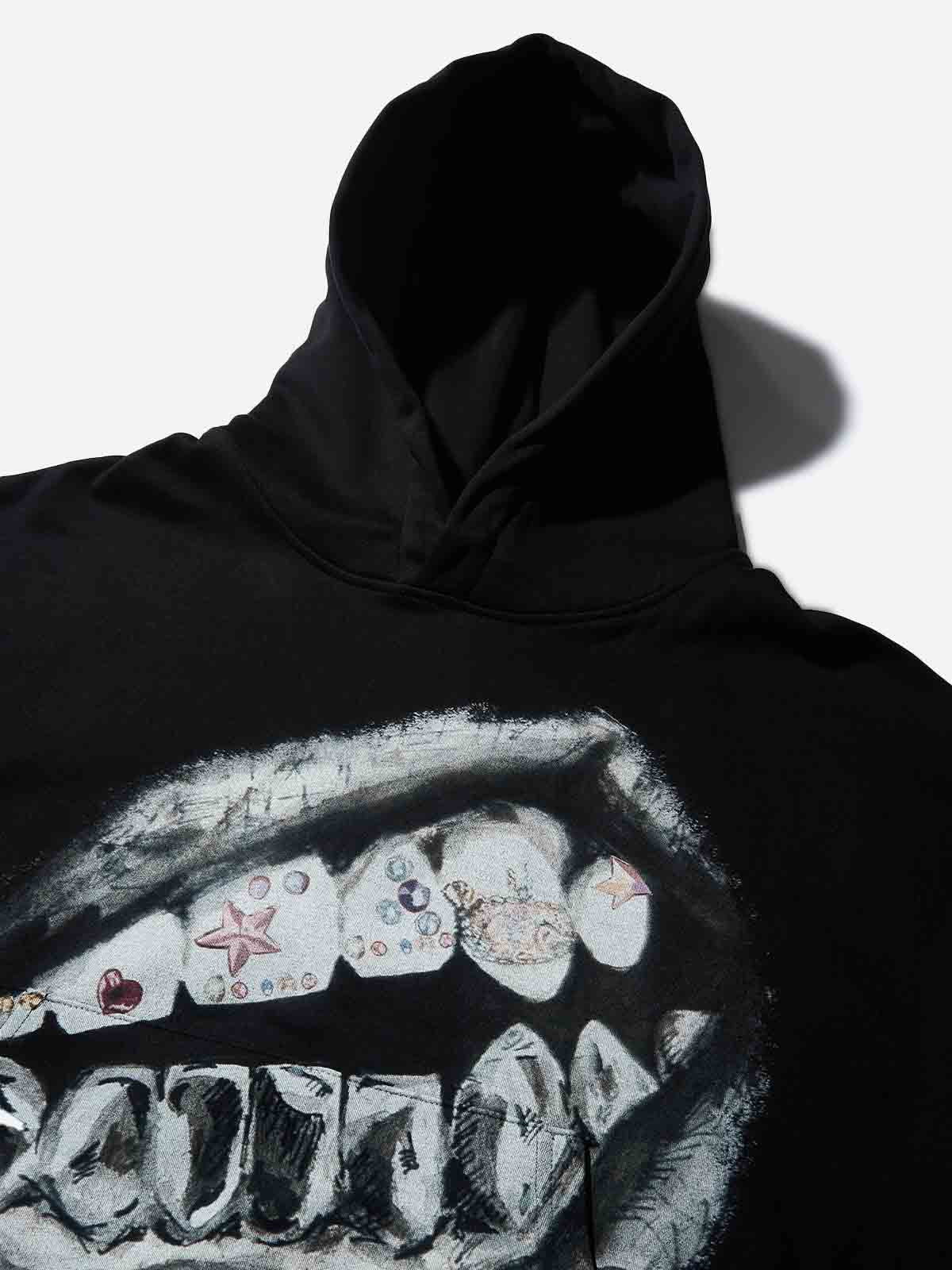 Pencil-Drawing Style Color Diamond Grills Boxy Tech Fabric Hoodie - Image 6