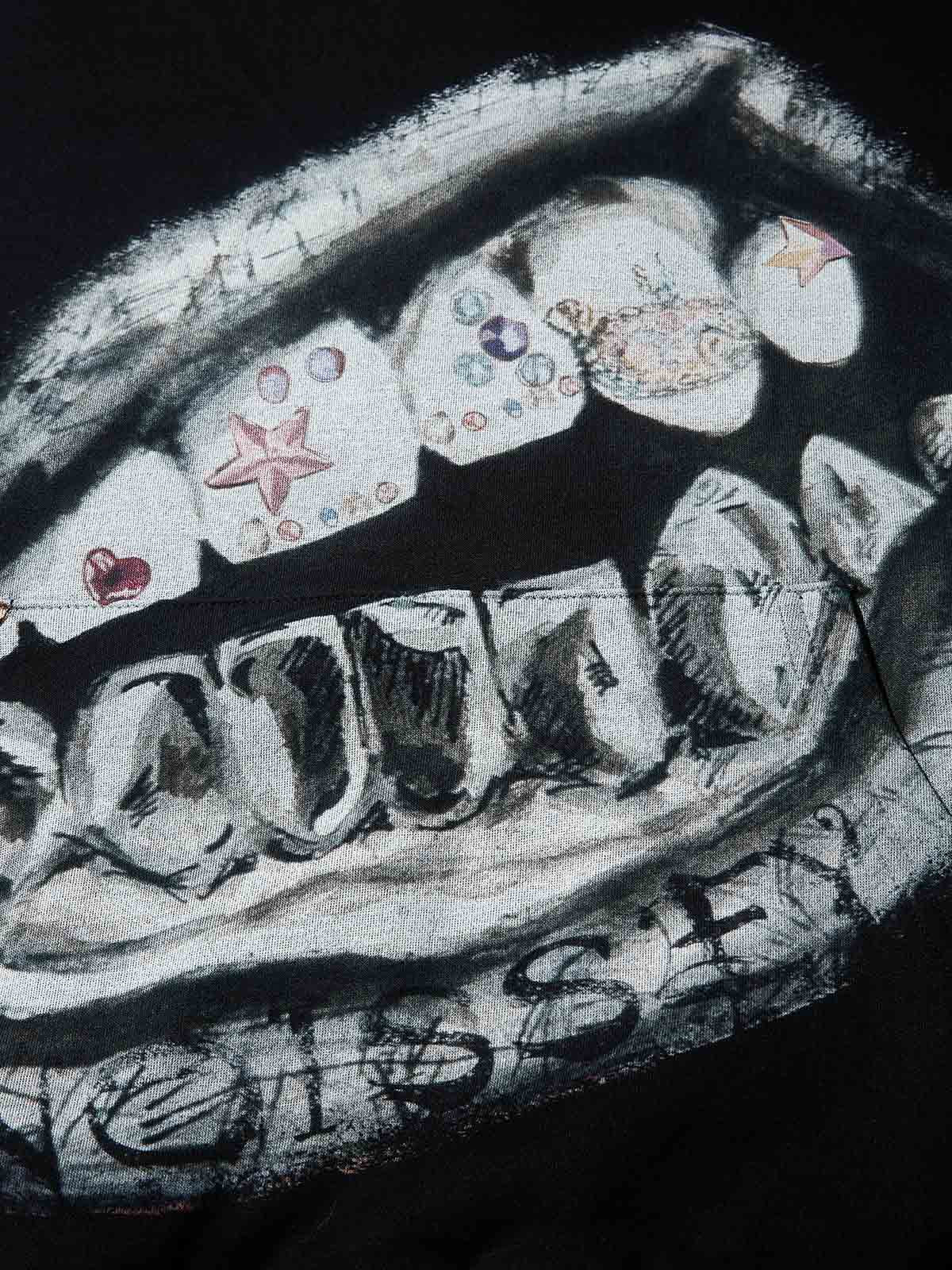Pencil-Drawing Style Color Diamond Grills Boxy Tech Fabric Hoodie - Image 7