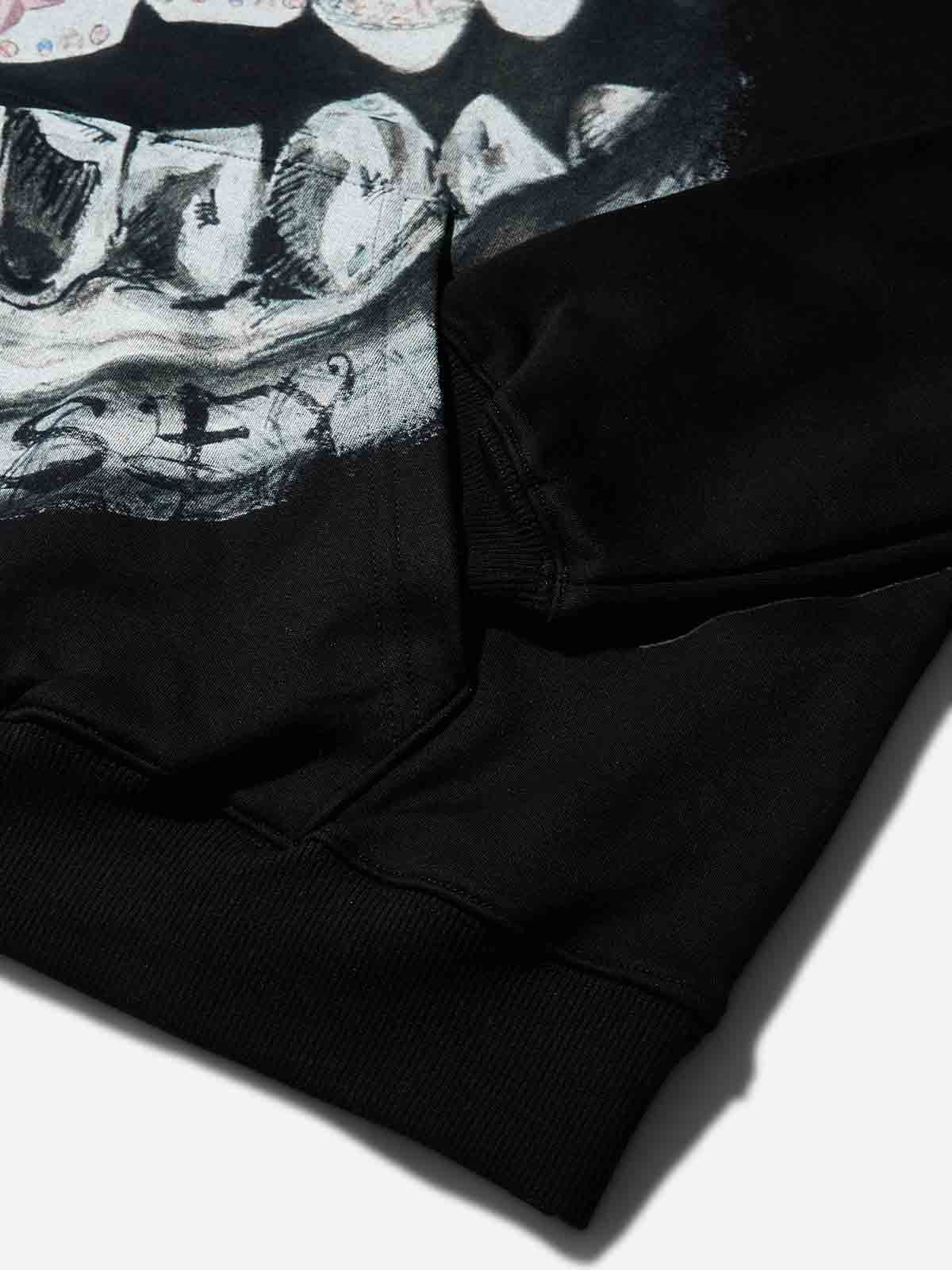 Pencil-Drawing Style Color Diamond Grills Boxy Tech Fabric Hoodie - Image 8