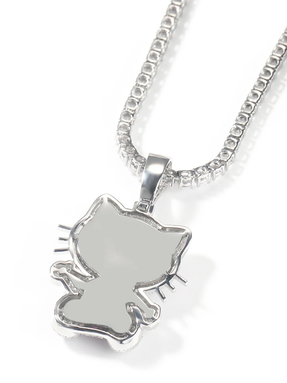 Pink Butterfly Kitty Diamond Pendant Necklace - Image 9