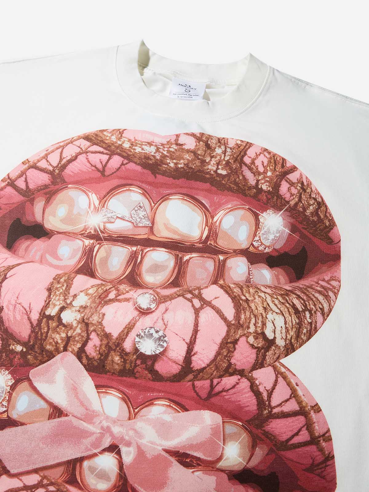 Pink Pearl Real Tree Art Grillz Print Boxy Oversized T-shirt - Image 8