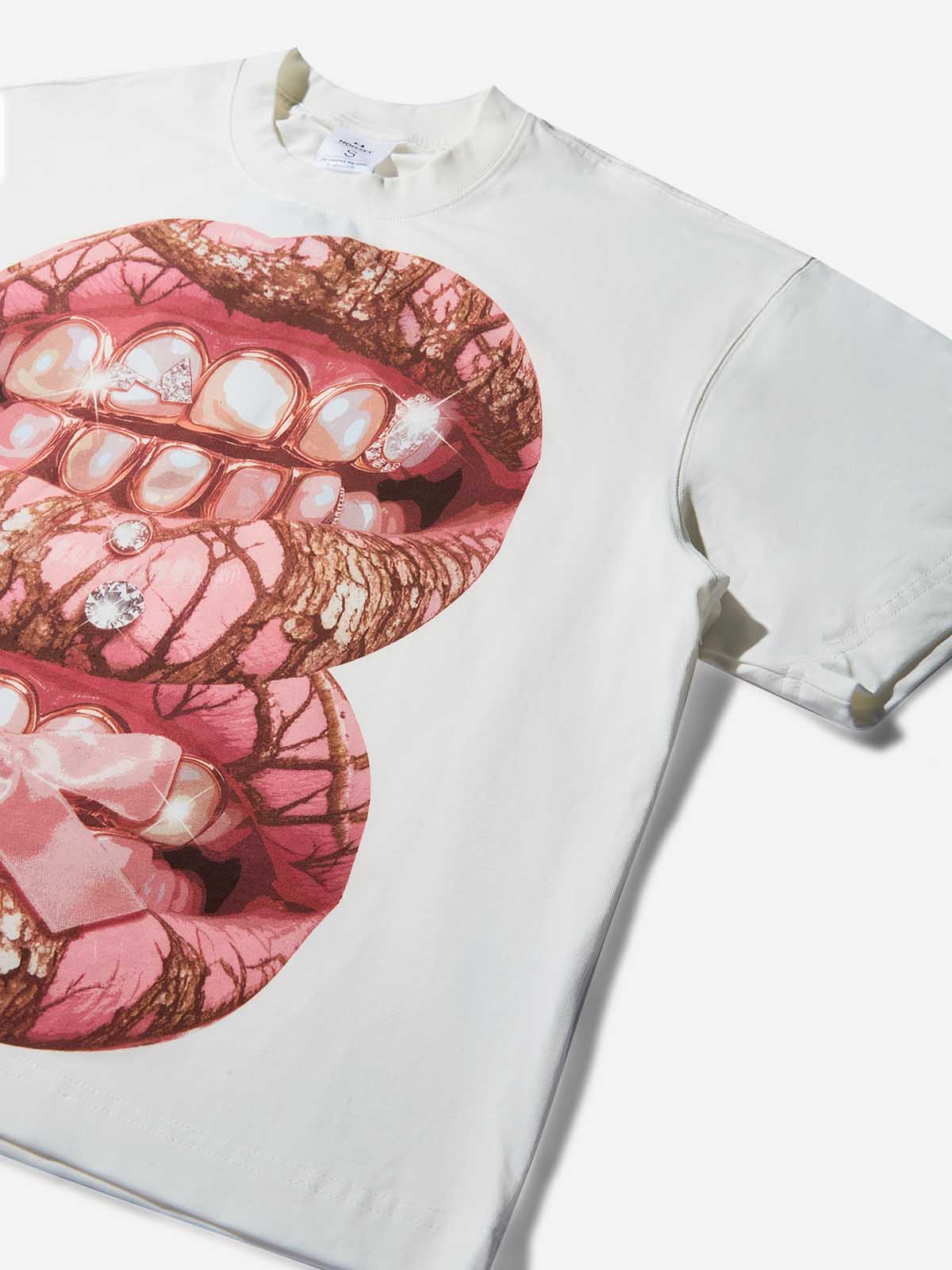 Pink Pearl Real Tree Art Grillz Print Boxy Oversized T-shirt - Image 9
