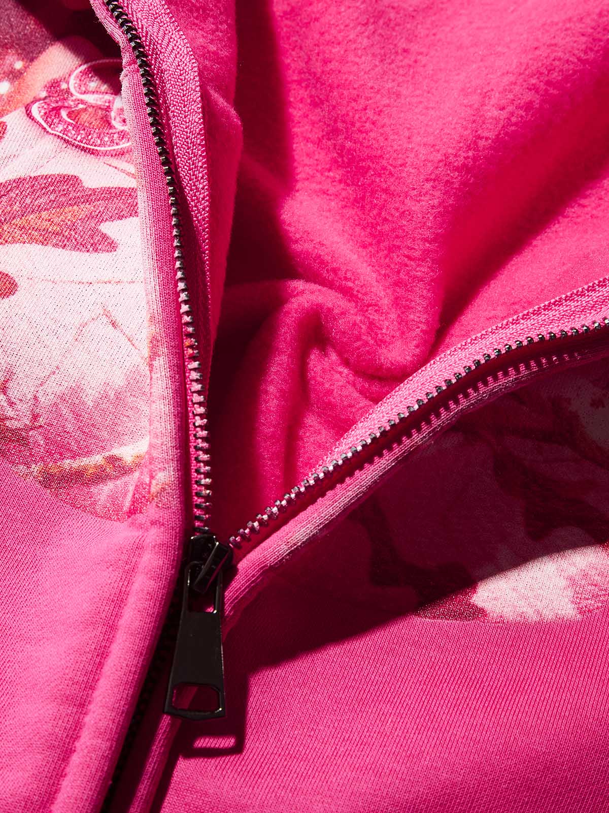 Pink Real tree Artistic Camouflage Print Warm Hoodie - Image 10
