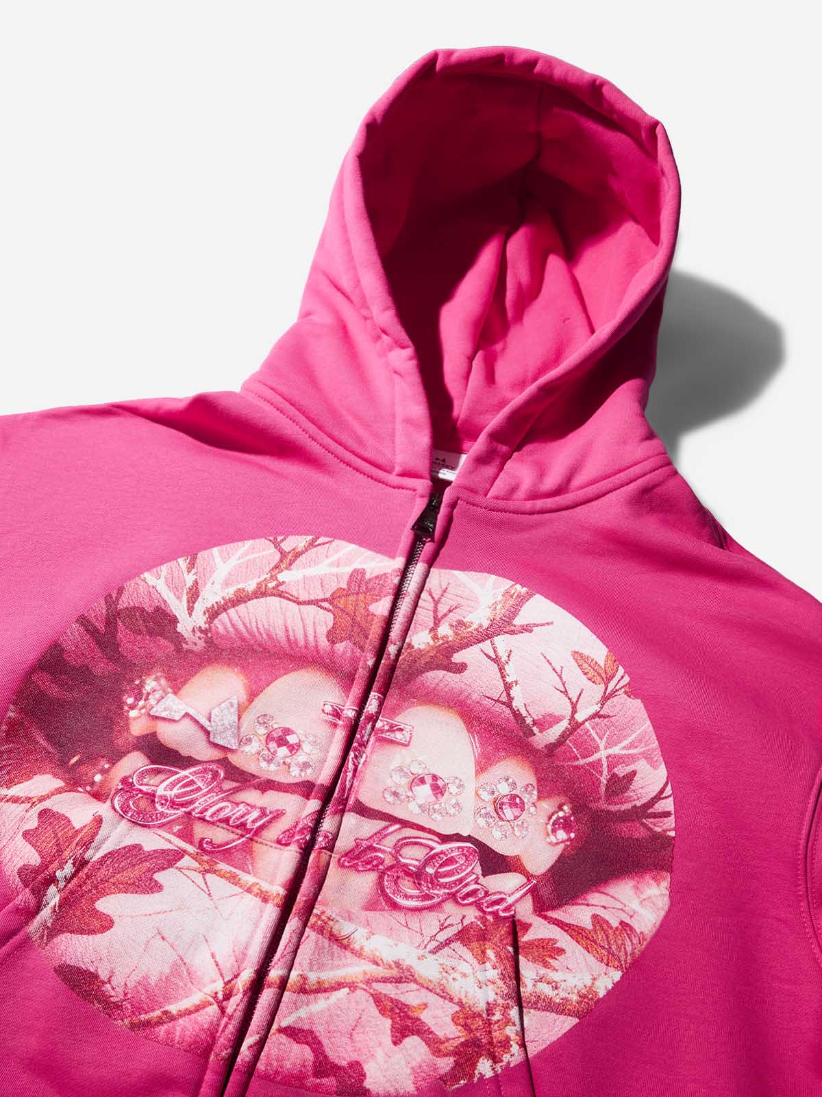 Pink Real tree Artistic Camouflage Print Warm Hoodie - Image 7