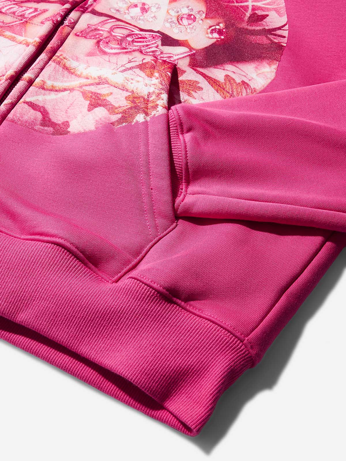 Pink Real tree Artistic Camouflage Print Warm Hoodie - Image 9