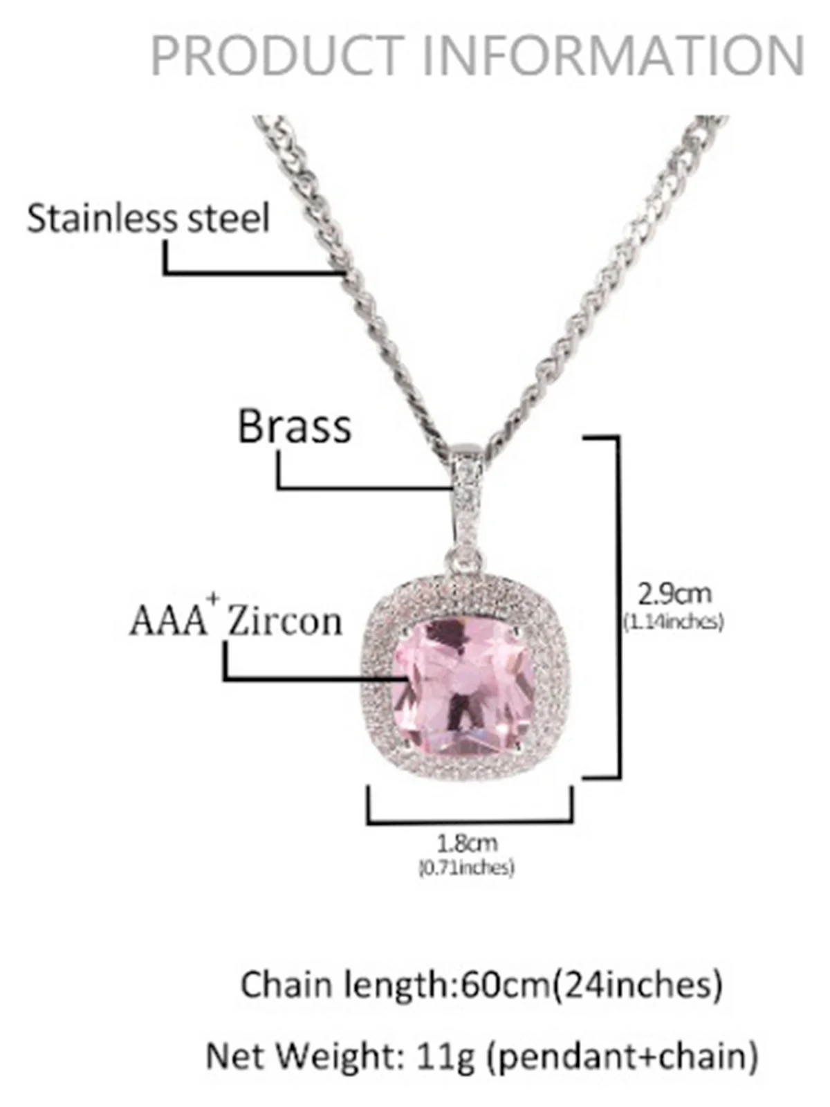 Pink square gemstone Necklace - Image 9