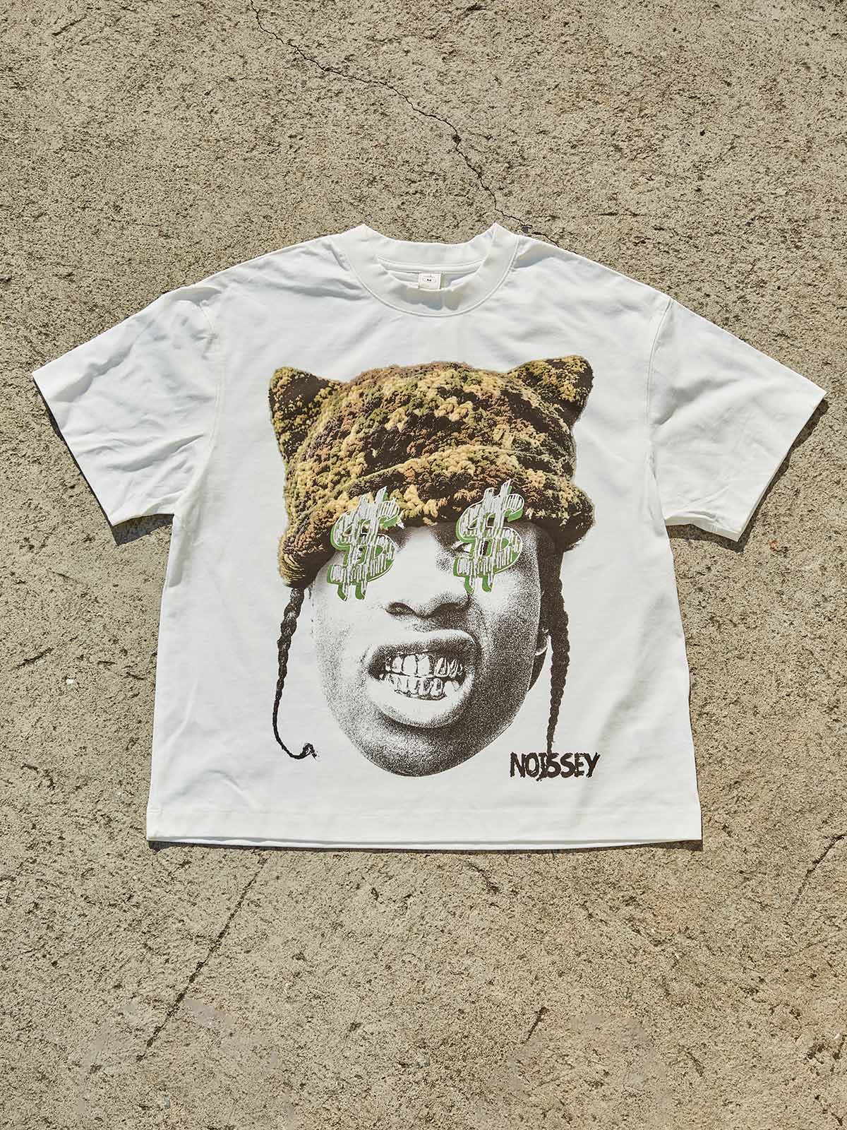 Noissey "Street Vision" Tee – Camo Cat-Ear & Money Eyes Graphic - Image 5