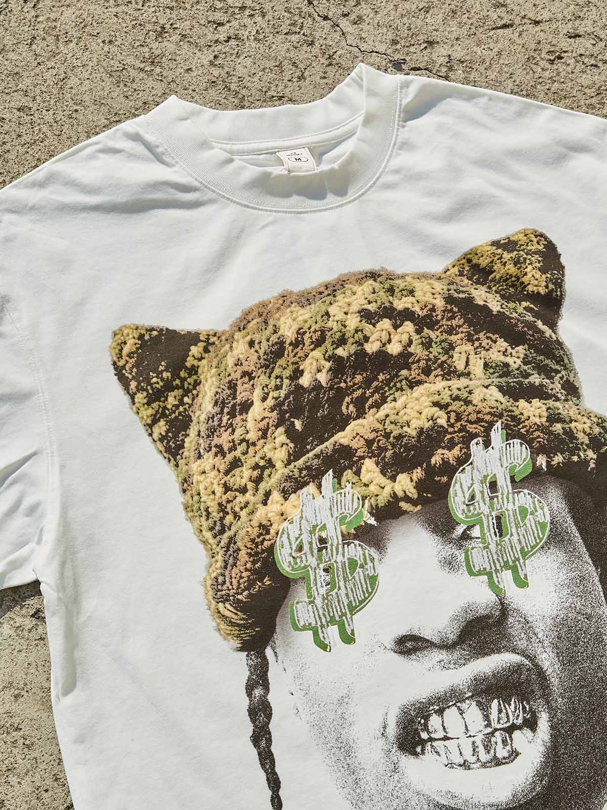 Noissey "Street Vision" Tee – Camo Cat-Ear & Money Eyes Graphic - Image 6