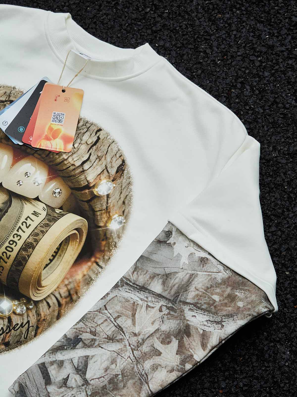 Real tree-Pattern Lip Jewel Biting Money Camouflage Print Long-Sleeve - Image 7