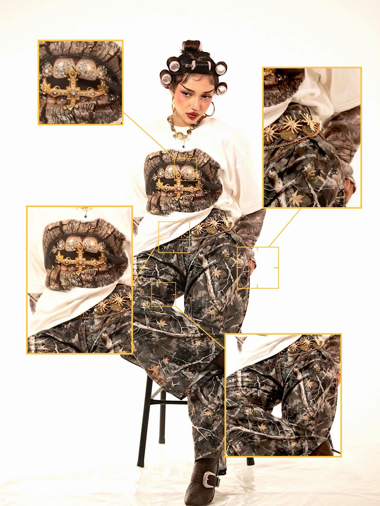 NOISSEY Real Tree Camo "Golden Cross" Layered Long Sleeve - Image 4