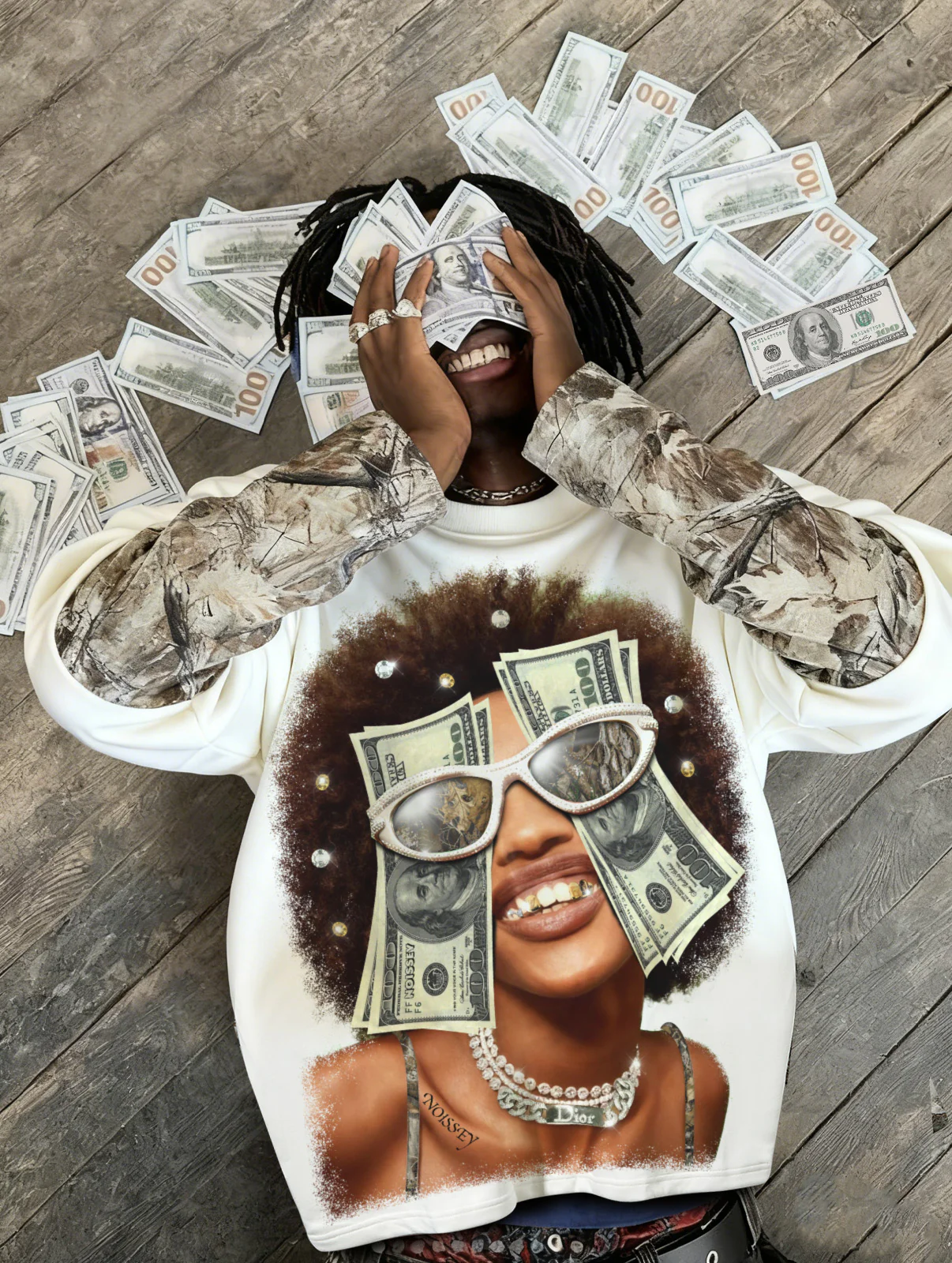 Realtree Camo "All We Need Is Money" Statement Long Sleeve Shirt - Urban Streetwear - Image 9