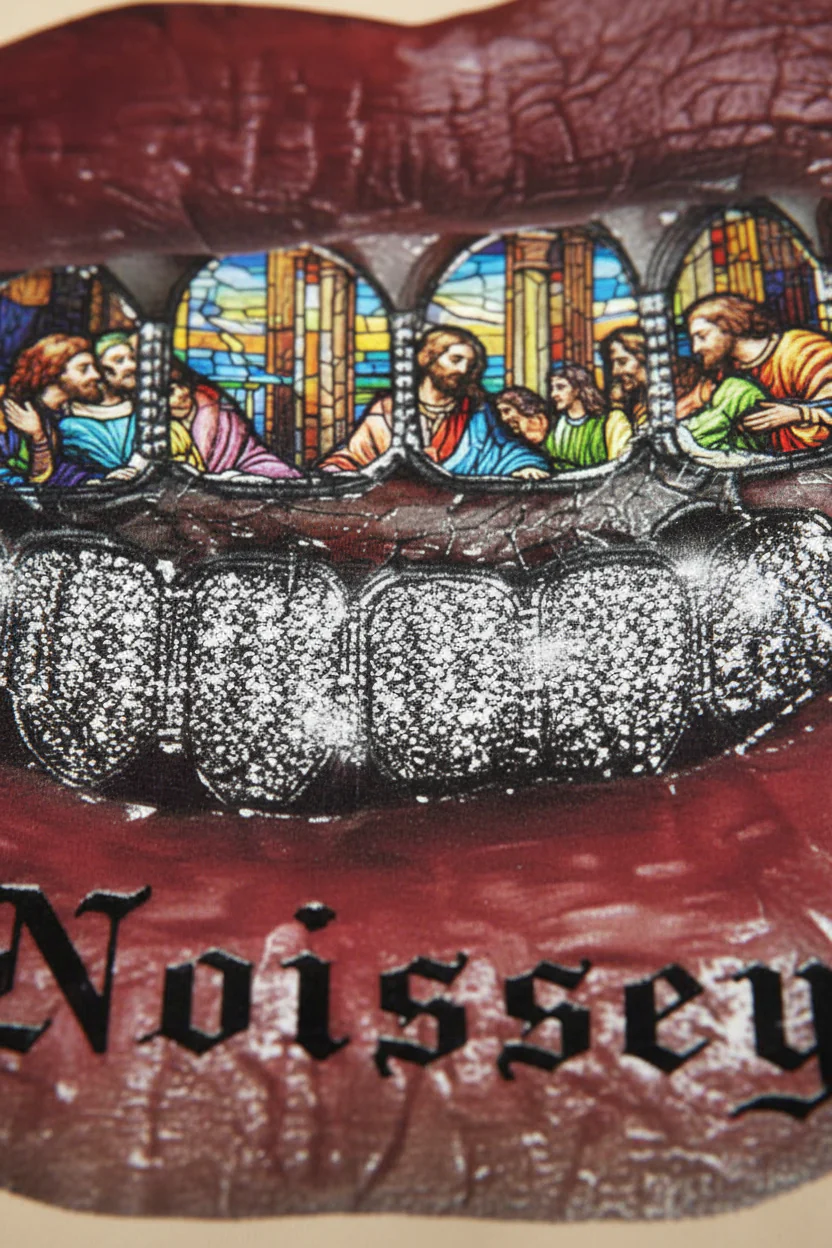 Religious Stained Glass Diamond Grill Print Boxy Hoodie - Image 7