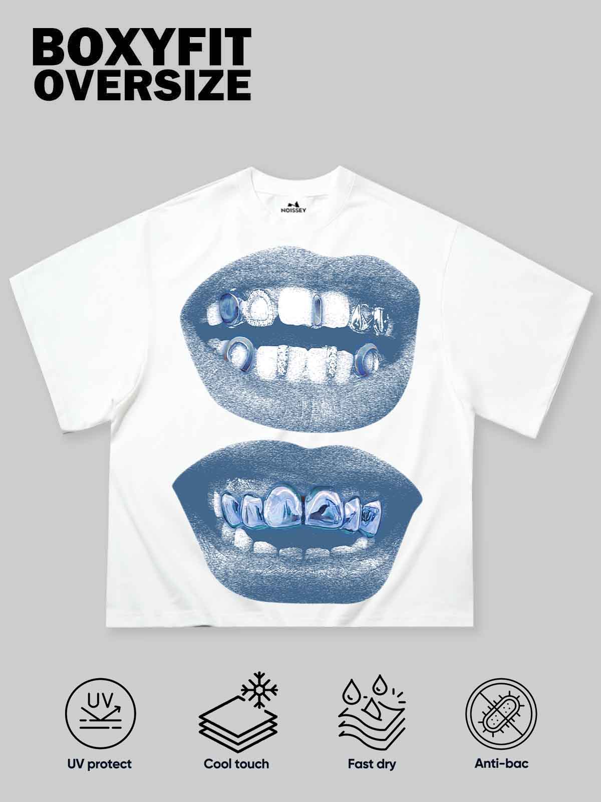 "Double Grillz" Boxy Heavyweight Cooling Tee - White - Image 10